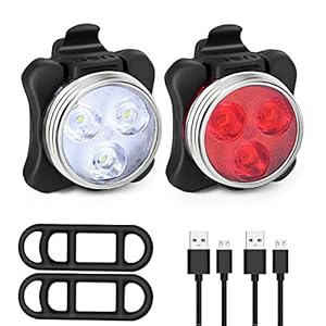 Achort Fietsverlichting Set LED USB Oplaadbaar Wit Fietslicht Vooraan en Rood Achterlicht Achterlicht, Fietsverlichting…