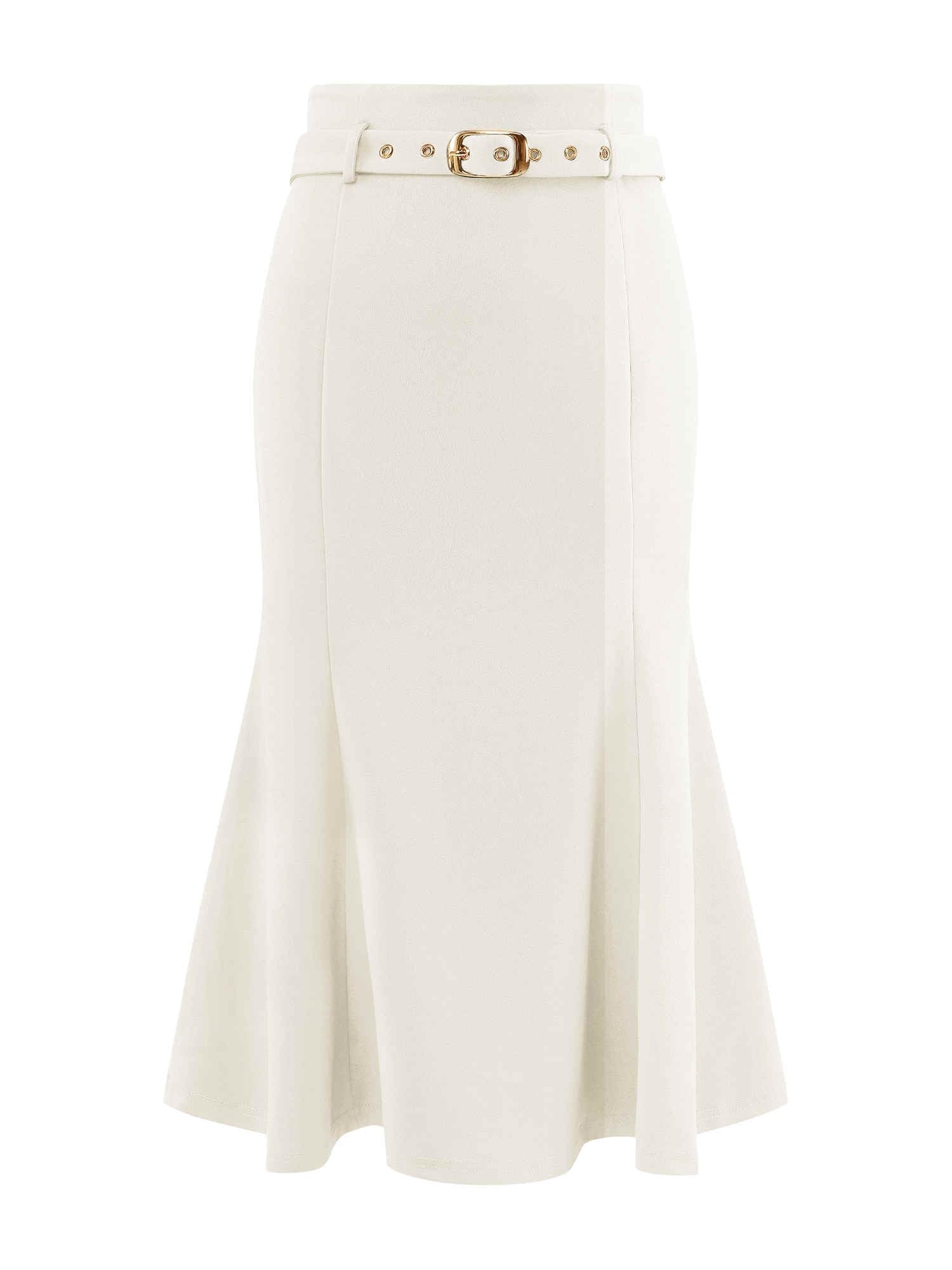 Womens Elegant Fishtail Skirt High Waist Belted Work Midi Mermaid Skirts