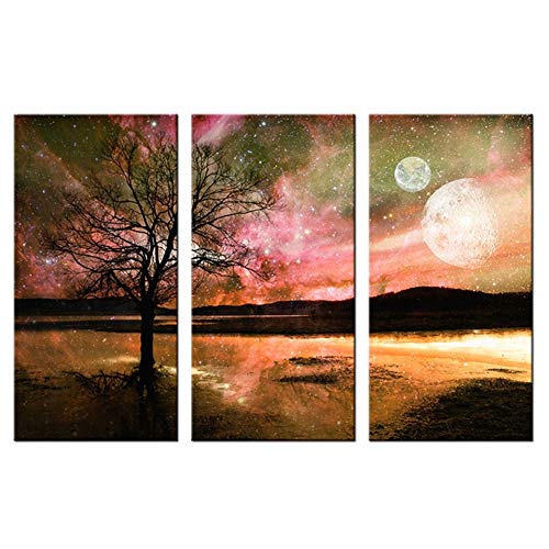 Peinture murale arbre abstrait sur toile premium en 3 pièces
