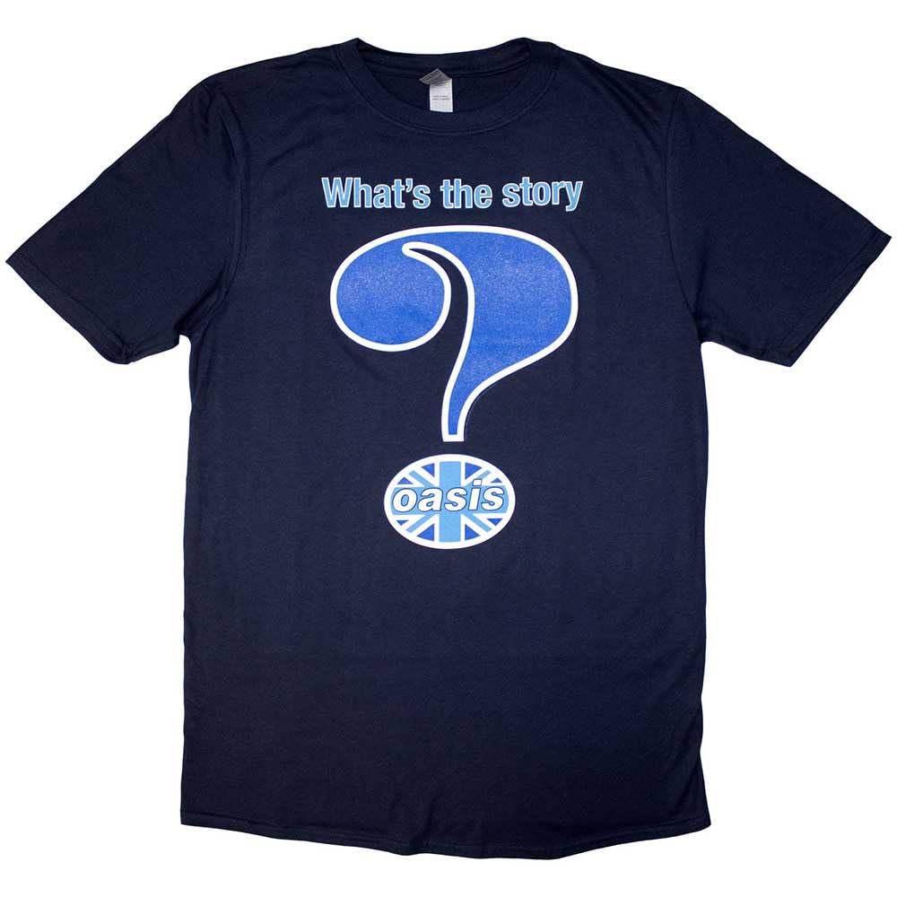 Oasis T Shirt Question Mark Band Logo Official Mens Navy Blue XXL