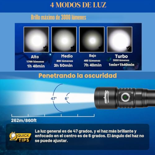 Linterna de buceo nocturna Orcatorch D710 para explorar fondos marinos oscuros a 492 pies 2