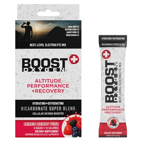 Boost Oxygen Electrolyte & Bicarbonate Hydration Packets | Rapid Hydration Oxygenation & Recovery | Supports Circulation & Reduces Fatigue | Mixed Berry | 6 Pack