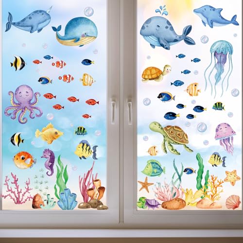 134 Piezas Pegatinas para Ventanas Decorativas Temática Oceánica miniatura 2
