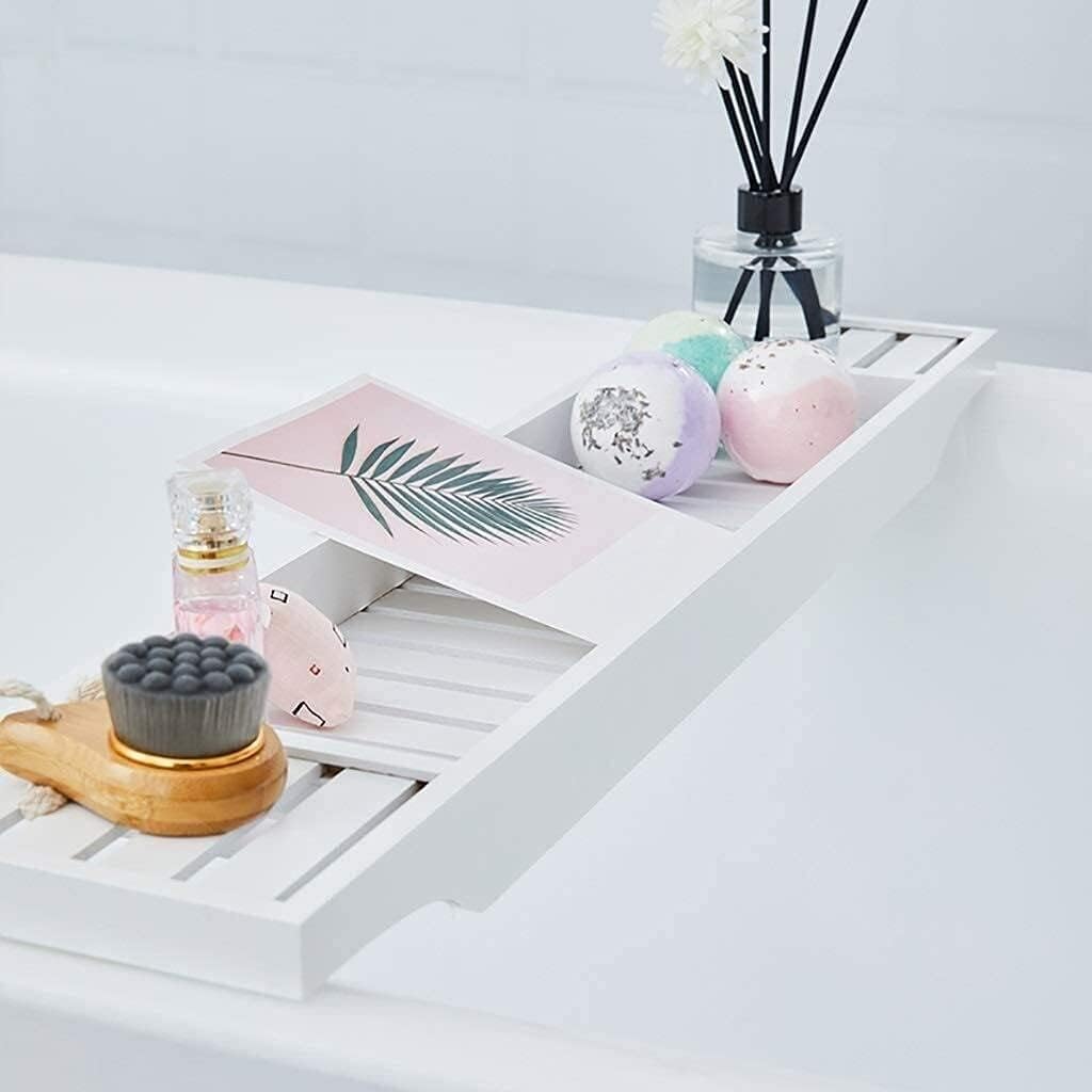 JHSJ Bathtub Accessories Bathtub Stand Bathtub Rack Board Multifunction Bathtub Table Bathtub Bridge - Includes Bath Pillow Foldable Bathtub Cover Bathtub Tray (Color : A) : Home & Kitchen