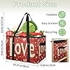 Mintoprints Valentine's Day Retro Red Love Heart Reusable Grocery Bag, Foldable Shopping Bags, Groceries Tote, Large Storage Bins Basket with Long Handles & Hard Bottom #2