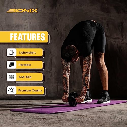 Bionix Ab Roller Exercise Wheel With Knee Mat & Non Slip Handles - Fitness Abs Roller Wheel Core Workout Cruncher Trainer, Home Gym Equipment Strength Training, Abdominal Ab Wheel - Image 4