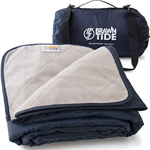 Brawntide Large Outdoor Waterproof Blanket - Quilted, Extra Thick Fleece, Warm, Windproof,