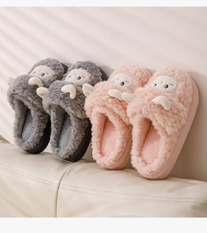JUTONGCHANGCute little goat slippers, men's women's indoor warm slippers, winter slippers, women's home slippers, parent-child creative slippers2