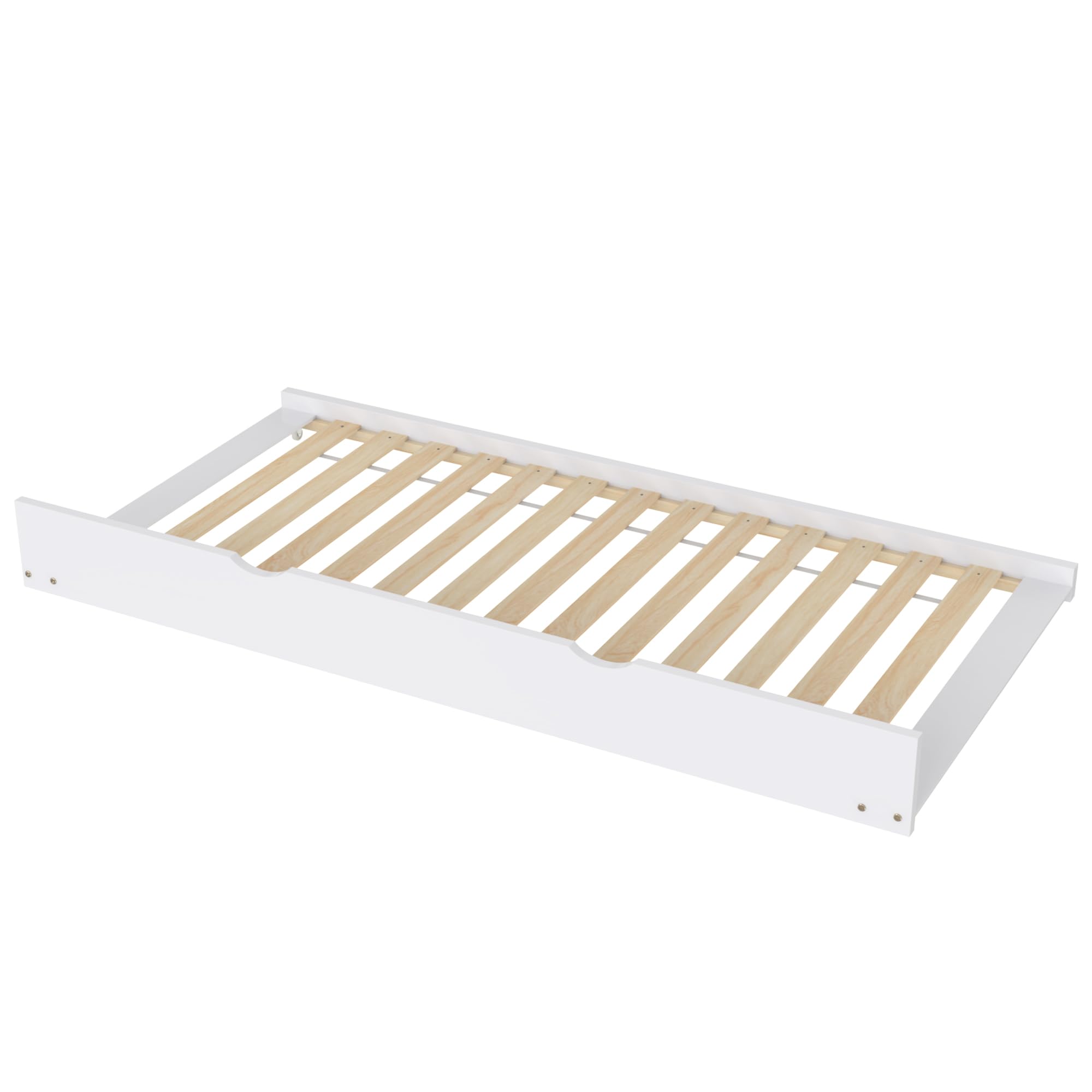 Azkoeesy Letto a Castello con Letto Estraibile per 3 bambini, design a forma di casa, con scale di sicurezza e protezione anticaduta, base per 3 letto, legno di pino, bianco - N634W0001A
