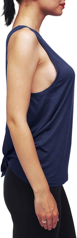 Womens Workout Yoga Tops Open Back Shirts Tie Back Tank Tops with Adjustable Fit - Image 4