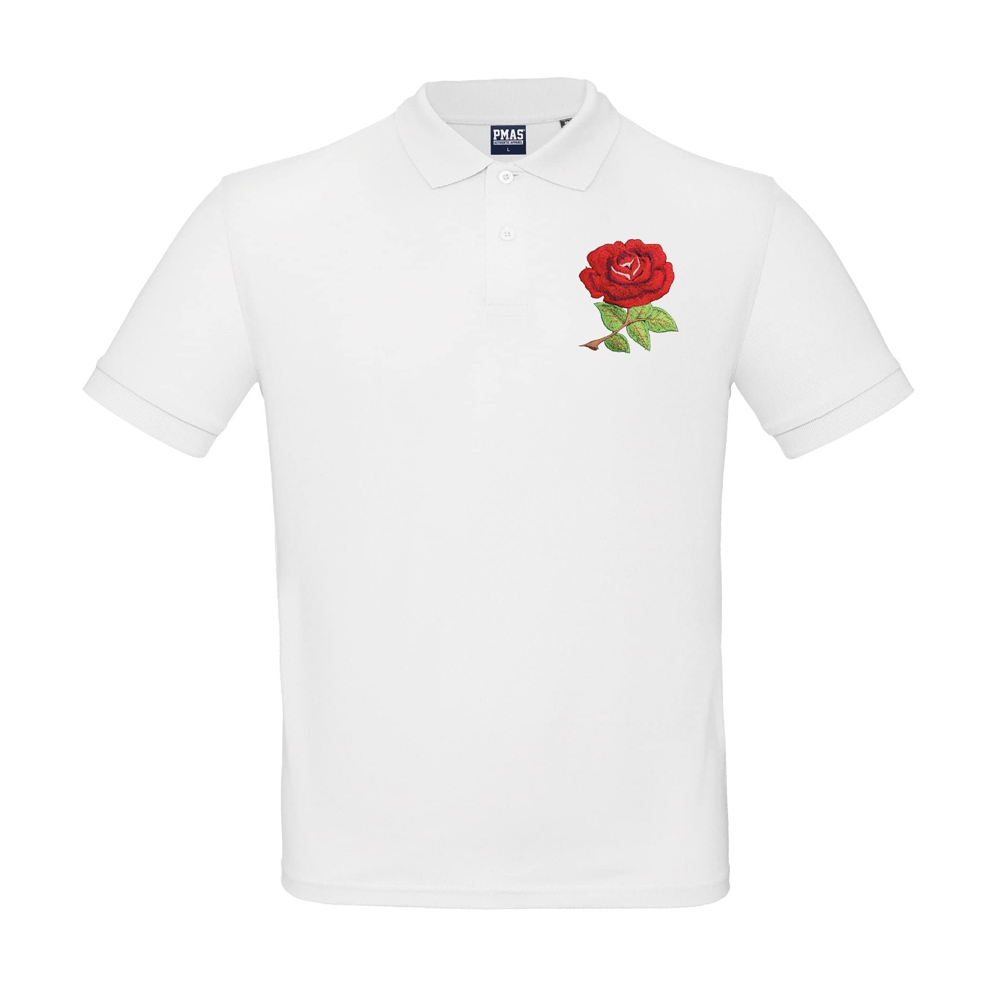 Rugby Kids Polo Shirt Personalised Embroidered England Crest Classic Vintage Style in White with Short Sleeves Best Gift for Unisex Kids (9/10 Years)