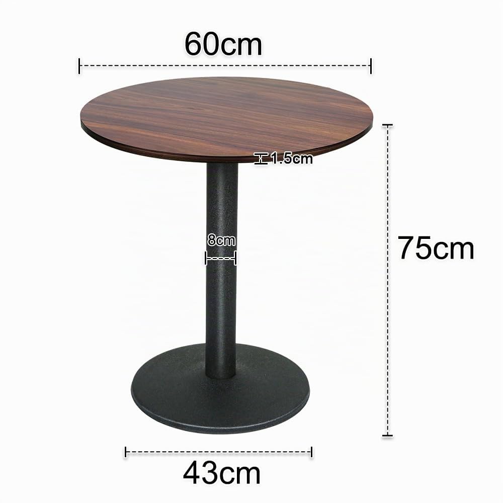 HUOLE Table Salle à Manger Ronde Vintage 2-4 Personnes pour Salon Cuisine Bureau, en Bois d'ingénierie et Métal, Surface Résistante à l'eau, 60 x 60 x 72 cm (B)