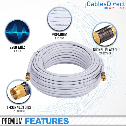 Cables Direct Online 3M Black RG6 Coax Cable Dual Shield Outdoor/Indoor Coaxial BNC Extension Wire For Satellite Dish Cable TV Antenna