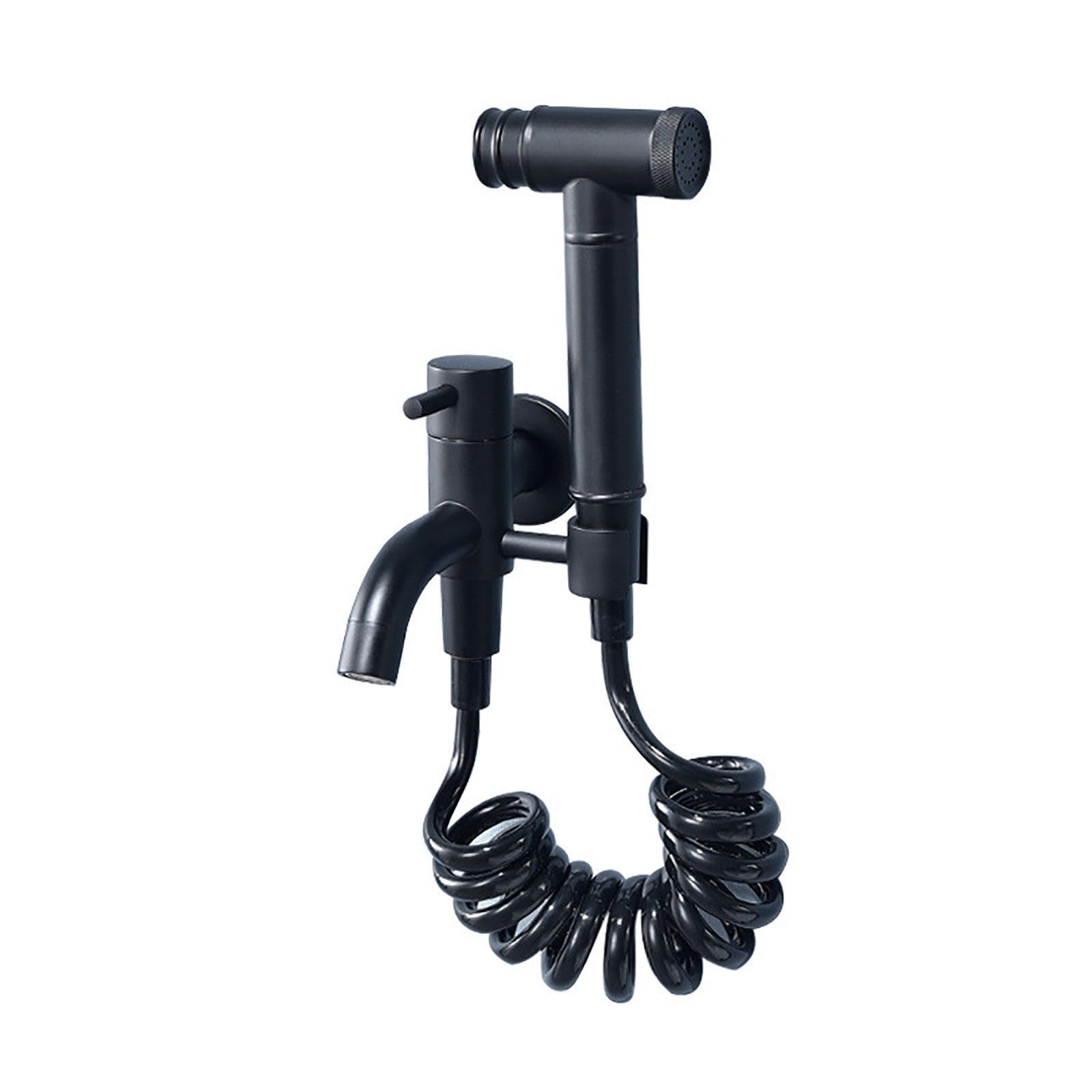Ducha Higienica Inodoro Completo, Grifo Bidet con Manguera, Latón Ducha Bidet Negro Pulverizador de Bidé de Mano