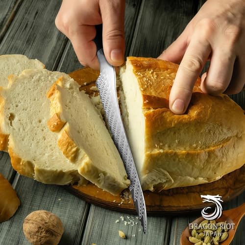 DRAGON RIOT Brotmesser mit Wellenschliff mit Resin-Griff & Scheide – Ansicht 4