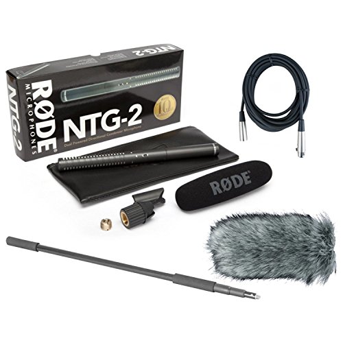 Rode NTG-2 Dual Powered Condenser Microphone w/Handheld Boom Pole, Rode Deadcat,
