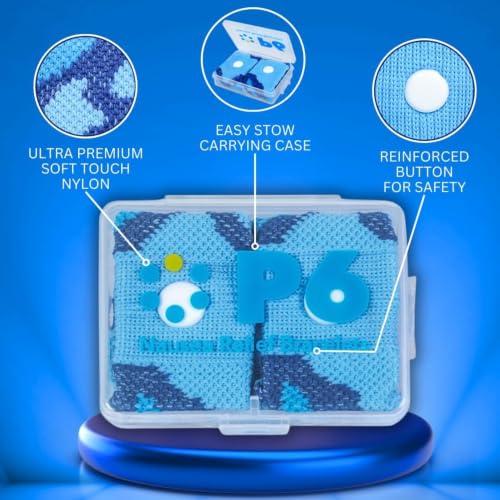 Image of P6 Motion Sickness Bands for Kids Children's Wristbands for Anti Nausea Sea Cruise Travel Car Sickness All-Natural Non Drowsy Relief Acupressure Treatment (2 Pack, Blue - Blue)
