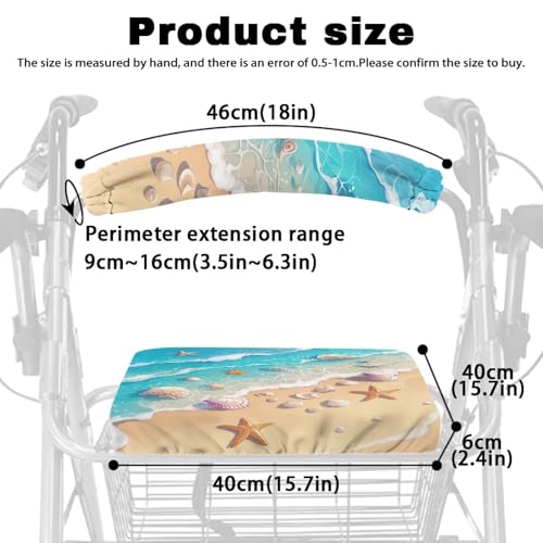 Image of Universal Rollator Walker Seat Covers, Waves Soft Adjustable Backrest Covers, Seat and Backrest Covers for Seniors Women Men