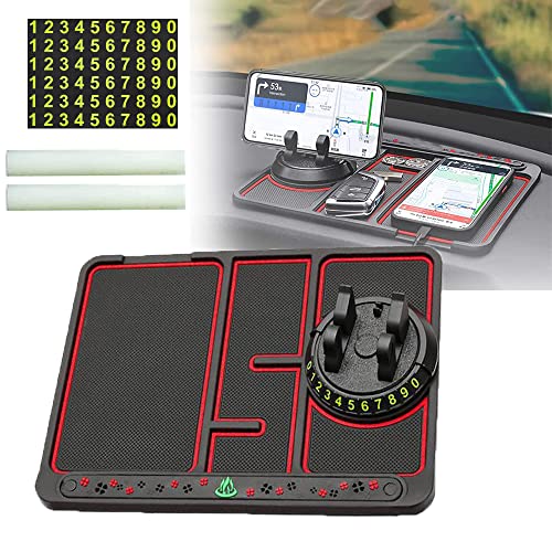 Tapis de téléphone antidérapant pour voiture, tapis de téléphone multifonction 4 en 1, tapis de tableau de bord universel, rotatif à 360 degrés pour tableau de bord de voiture Cover