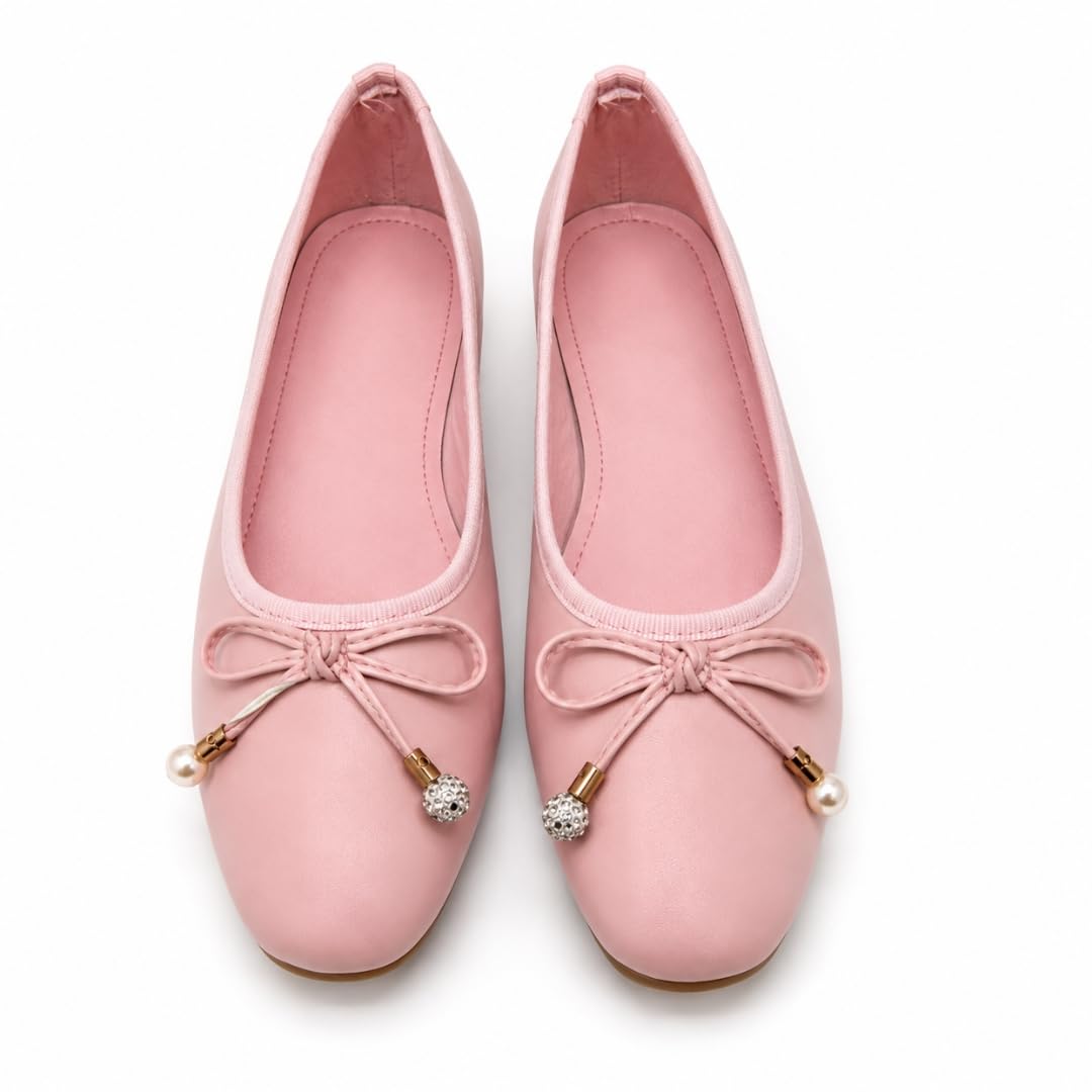 Bella Bow Women's Ballet Flats | Elegant Pearl Bow Bellies | Soft Cushioned Insole | Lightweight Slip-On Flat Shoes for Daily, Office & Ethnic Wear-image-47