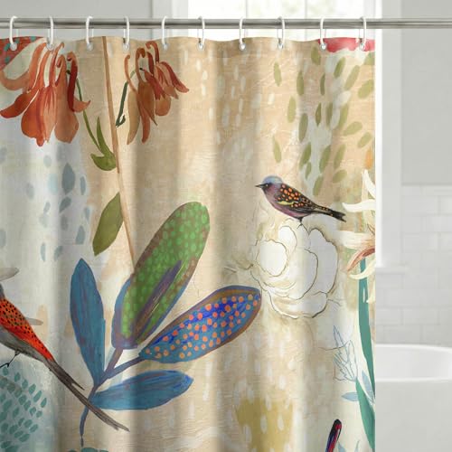 Americanflat 71x74 Floral Shower Curtain - Water-Resistant Long Shower Curtain with Metal Grommets...