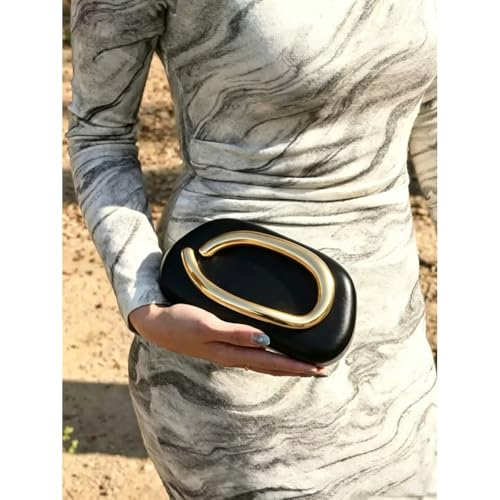 Image of Acrylic Clutch Purse for Women Classic Round Acrylic Evening Handbag Vintage Metal Handlebars Bag for Wedding Party Prom