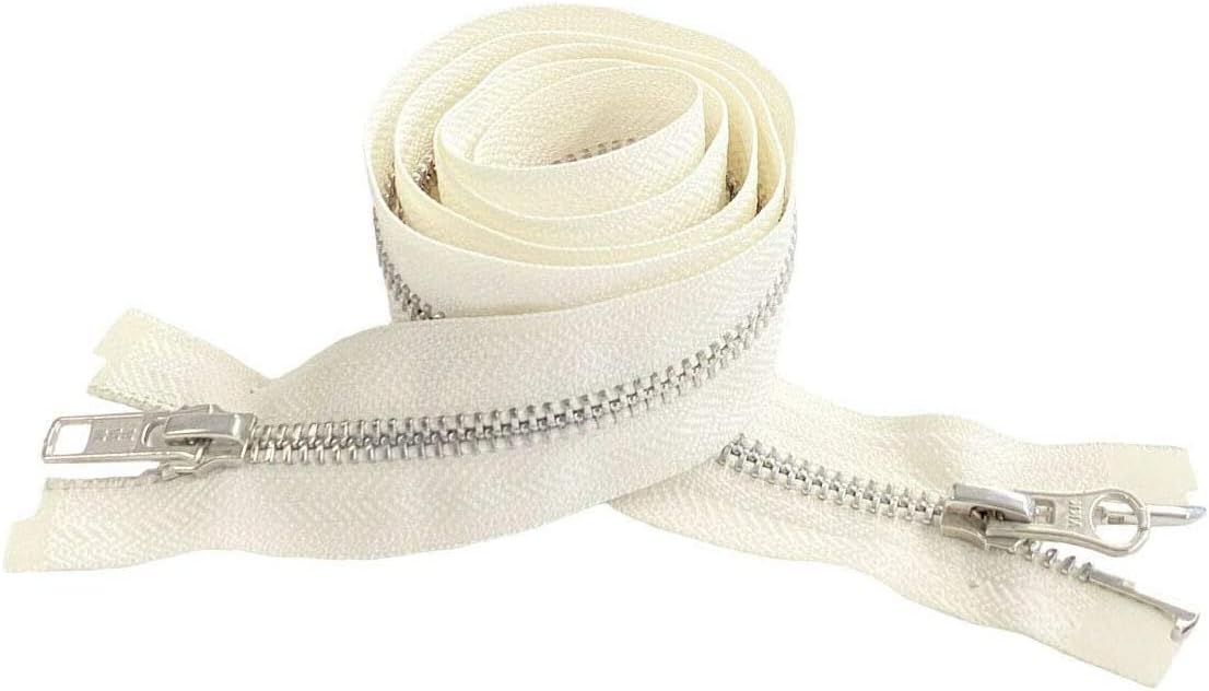 YKK #5 Medium Weight Aluminum Off-White"2-Way" Dual Separating Jacket Zipper - Choose Your Length - Color: Off-White #841 - Made in The United States (1 Zipper Per Pack) (24" Inches)