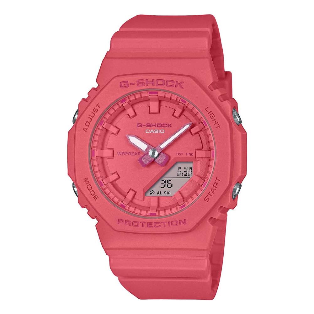 Casio Cyfrowy damski zegarek GMA-P2100-4AER ze paskiem z czerwonej żywicy.