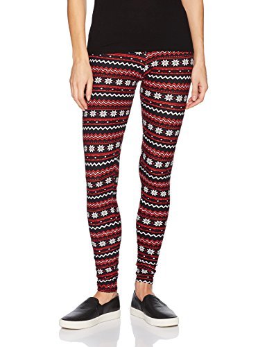 Allison Brittney Women's Christmas Patterned All Over Print Leggings, red Combo, L