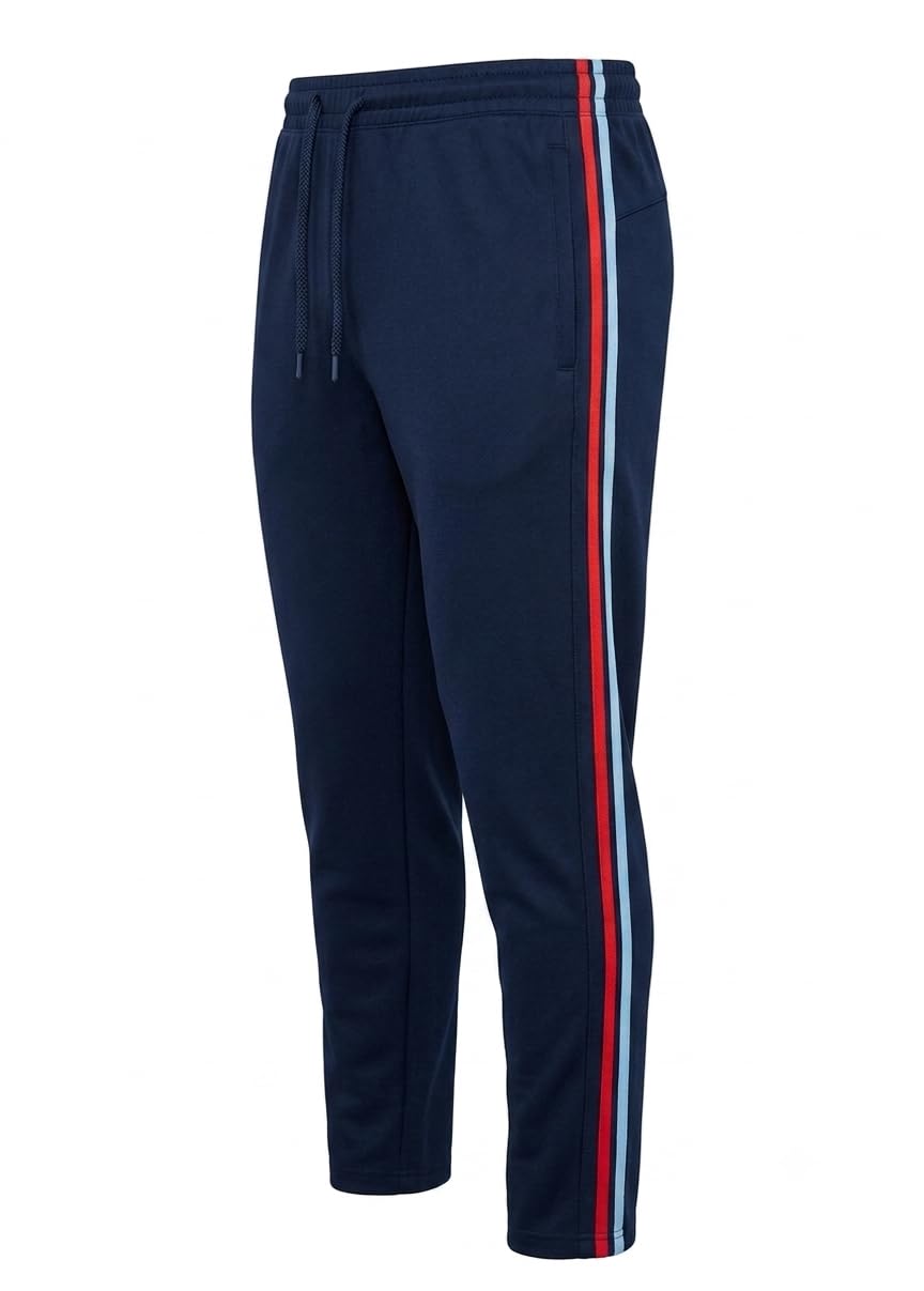 NCC Uniform Track Pants for Cadets | Navy Blue Unisex Lower with Red & Light Blue Side Stripes | Breathable & Durable Sports Lower for Training & Parade-picture-14