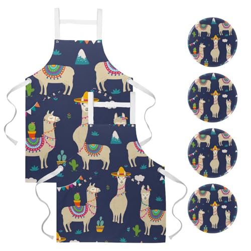 Tablier de cuisine lot de 2 style alpaga pour cuisiner et recevoir au bistrot