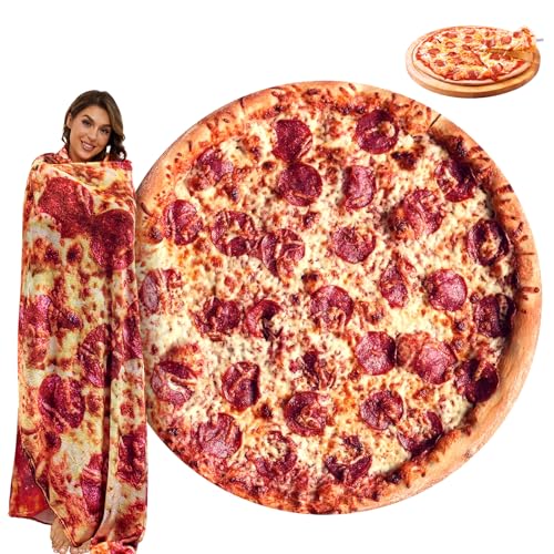 Image of Pizza Blanket Adult Size 80 Inches, Birthday Gifts for Her Him, Funny Gifts for Girlfriend Boyfriend, Novelty Pepperoni Pizza Food Blanket Oversized, Flannel Throw Blanket for Adult