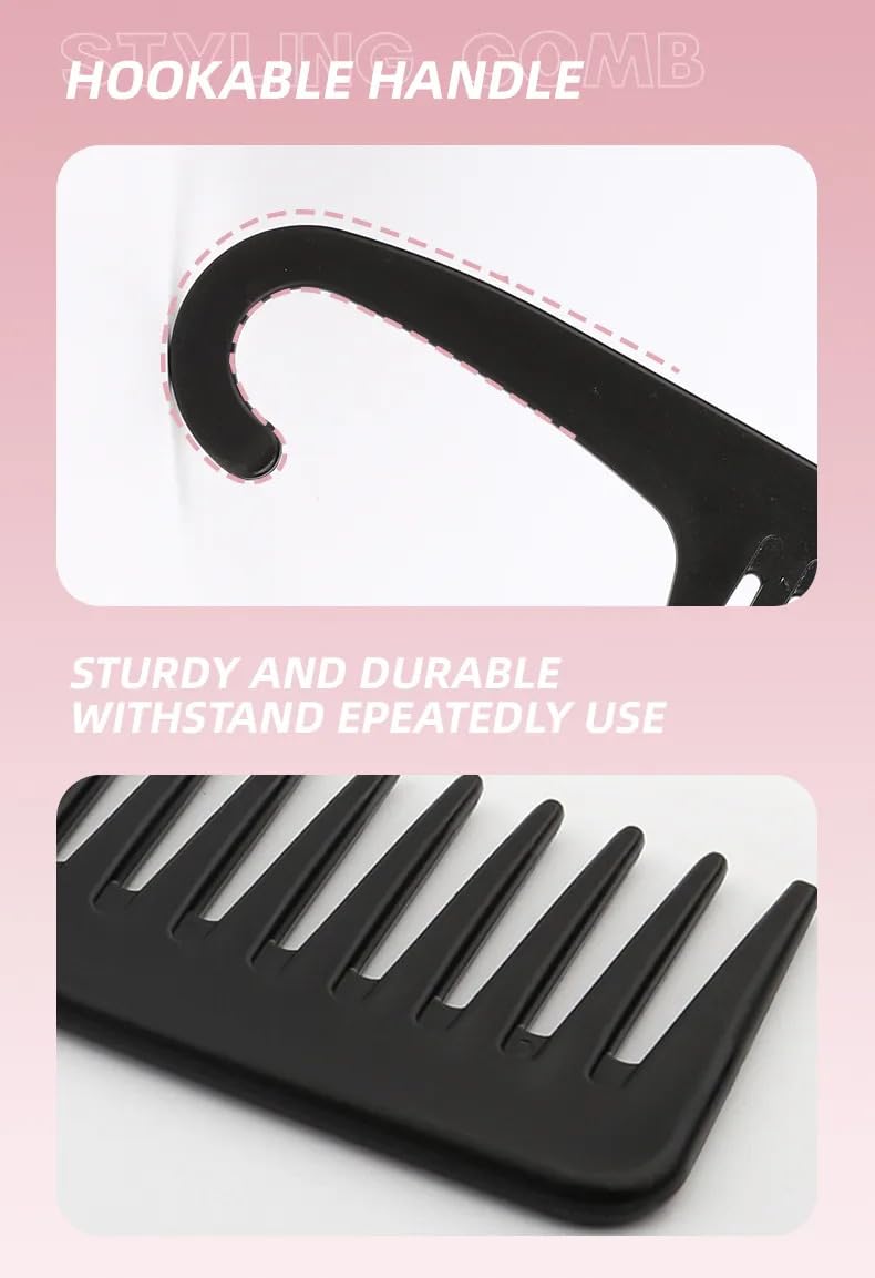 Pink Planet Wide Tooth Shampoo Comb | Hair Detangling Scalp Massage | Anti Static Hair Comb for Wet & Dry Hair Care | Gentle Durable Grooming Comb for Curly Thick Straight Wavy Hair Women Men 2