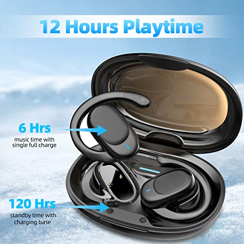 Dacom Wireless Earphones, Tws Open Ear Headphones Wireless Bluetooth 5.3 With Flexible Earhooks, Touch Control Over Ear Earbuds Ipx5 Waterproof Headsets With Mic For Running Workout Sport (Black) #TOP4