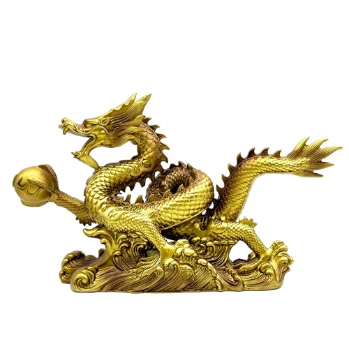 Estatua Dragón Feng Shui Chino Resina 13.6 pulg miniatura 4