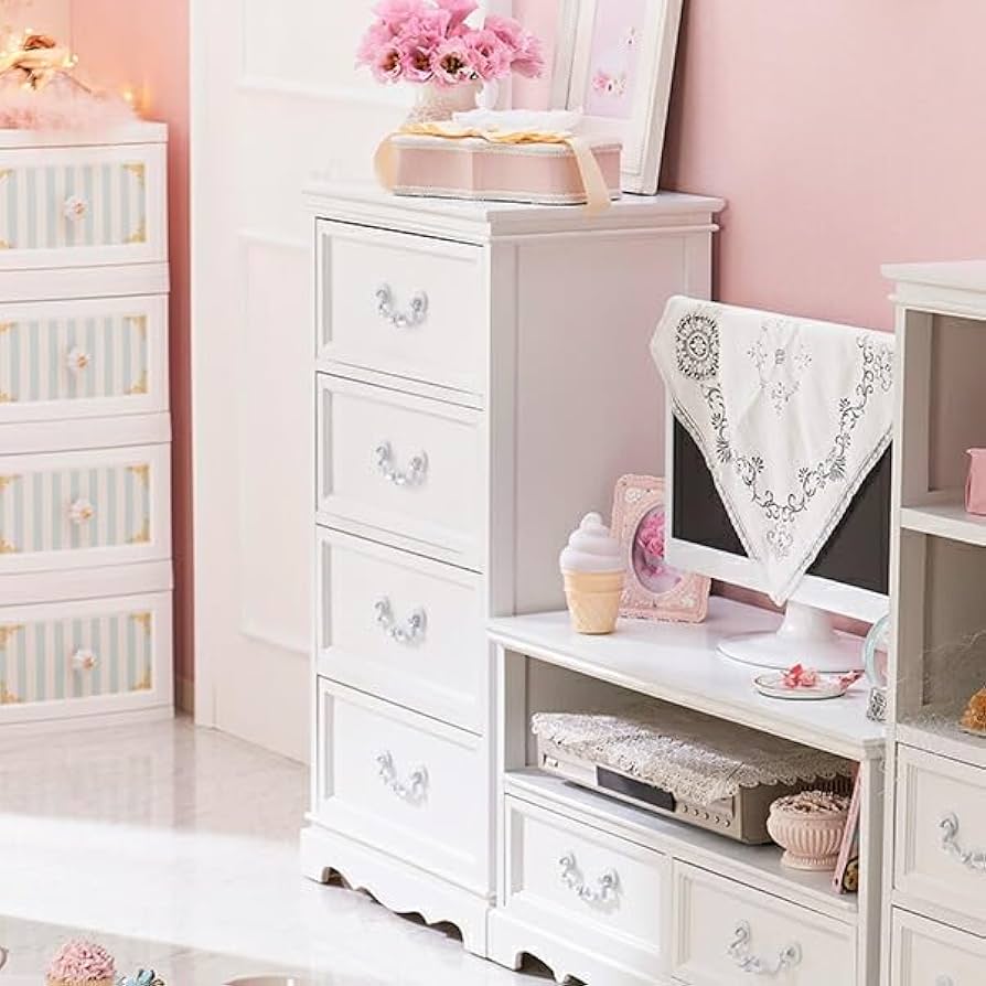 ロマプリ♡姫系4段チェスト 直送】カドリーチェスト4段｜かわいいお姫様インテリア家具