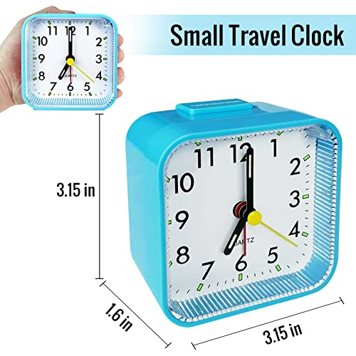 Image of Lamisola Small Battery Operated Analog Alarm Clock for Bathroom, Travel Clock, Quieter Bedrooms Desk Bedside Clocks for Kids Teen, Blue