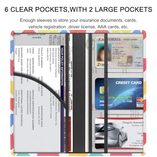 Image of LumiMokki Premium Car Registration & Insurance Card Holder with Magnetic Shut, Vehicle Glove Box Car Organizer - For Documents, Cards, License (Heart symbol)