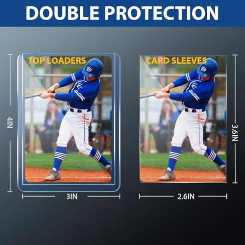 200 card sleeves top loaders for cards premium toploaders 334x434 baseball card protectors hard plastic hard cards sleeve sports trading holder 100 toploaders  100 penny sleeves