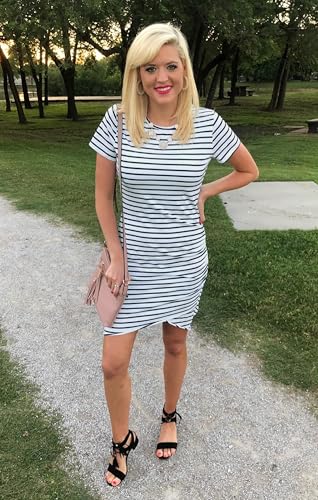Image of BTFBM Women's Summer Dresses 2026 Casual Bodycon Mini Dress Short Sleeve Crew Neck Ruched Spring Beach Vacation Outfits