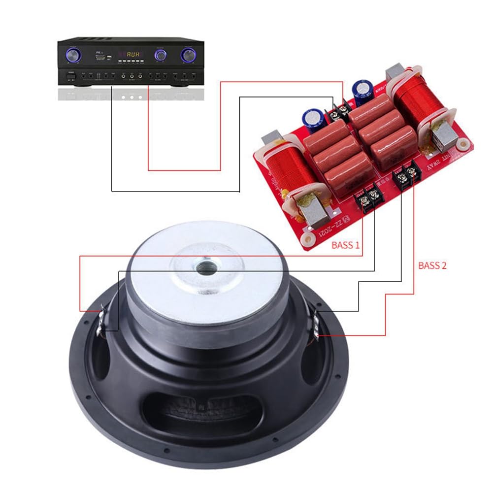 Séparateur de Fréquence Audio 800 W Crossover Caisson de Basses Haut-Parleur à Double Bobine Vocale Double Caisson de Basses Haut-Parleur Crossover Installation Facile Facile à Utili