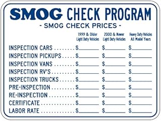 STOPSignsAndMore - SMOG Check Program and Inspection Rates Sign - 24x18 - Non-Reflective | Rust Free Aluminum