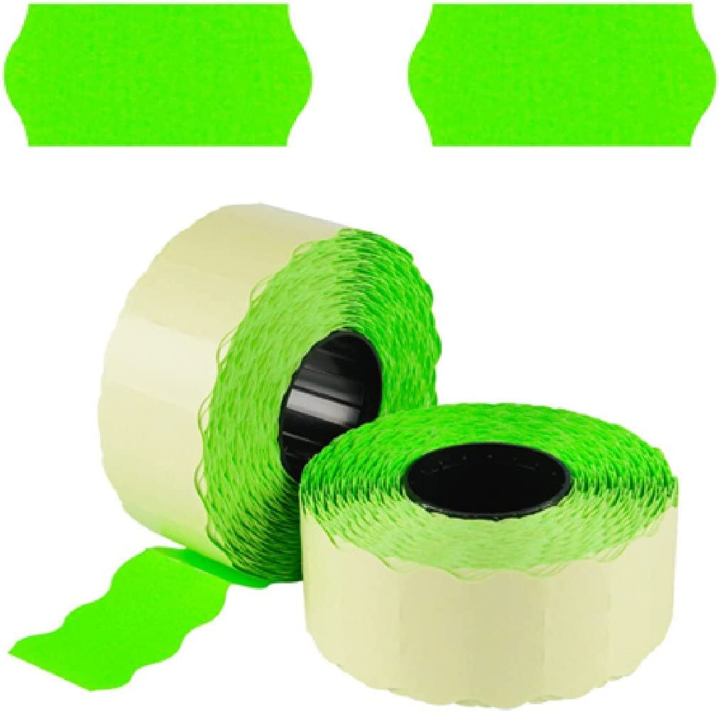 CT4 Price Gun Labels Size 26MM X 12MM Retail Shop Tags, Color Fluorescent Yellow, Red, Green, Orange White, Packs of 1, 2, 4, 6, 8, 10, 20, 30 Rolls (26MM X 12MM,