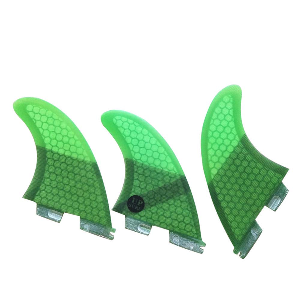 UPSURF Planche de Surf 3 Palmes Double Tabs 2 Fins M/L Rayon de Miel+Fibre de Verre pour Le Surf