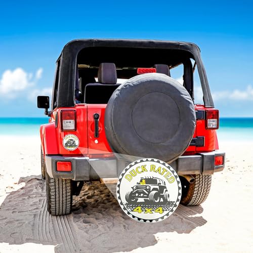 Image of EDINGM 2 PCS Duck Rated 4x4 Metal Car Badge, 3D Round Metal Car Emblems, Compatible with Jeep Wrangler Vehicles Trucks SUV RV