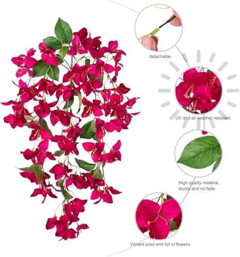 Image of Nutts Artificial Bougainvillea Silk Vines Creepers Hanging Flower Garland for Wedding & Home Decoration, Flower Garland (2, Bougainvillea Creeper (Pink))