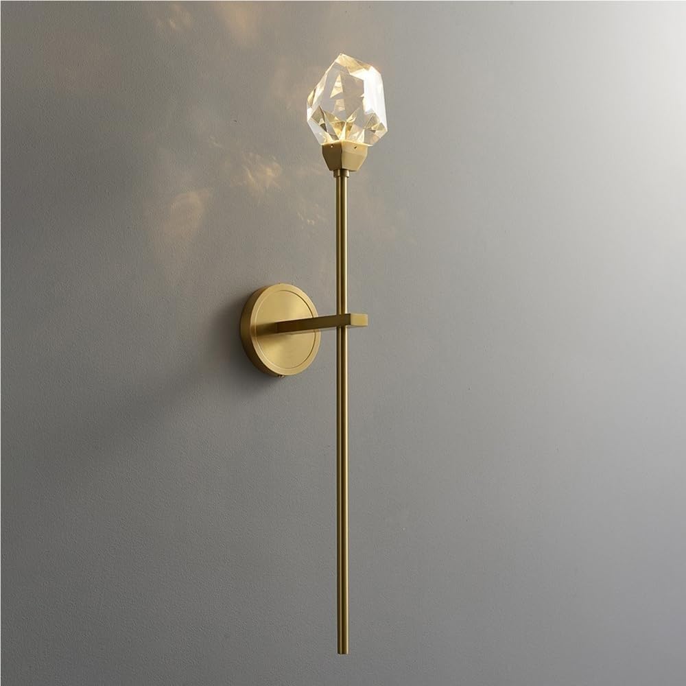 Luminaire mural en laiton brossé et cristal haut de gamme pour chambre