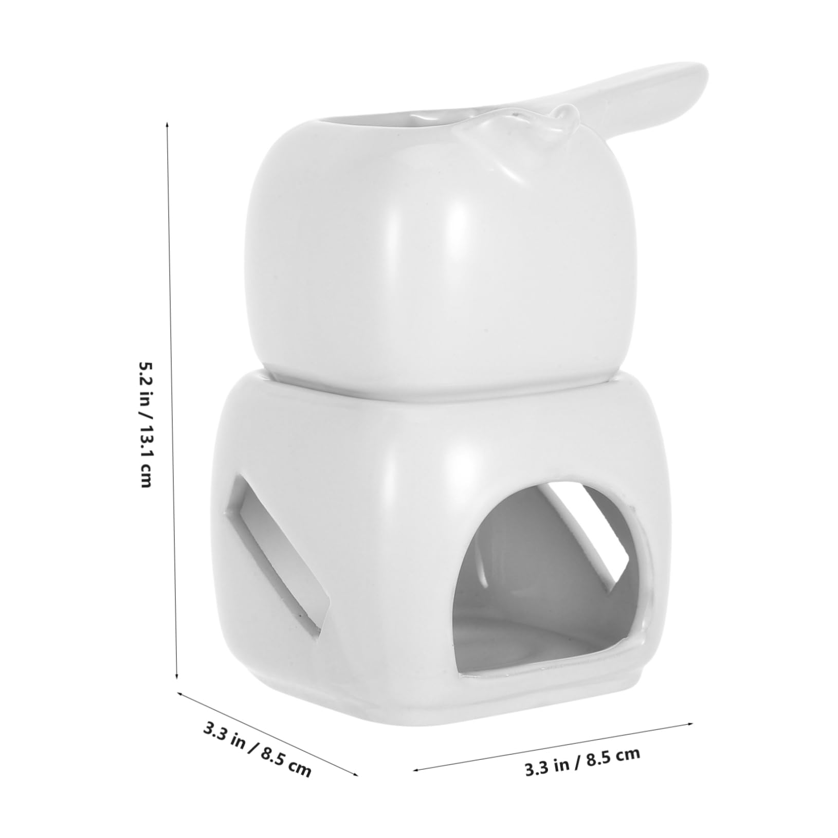 SOLUSTRE Chocolate Melting Pot White Ceramic Fondue Dish for Quick Efficient Melting for Home Use Food Establishments User-friendly Design for Smooth Consistency