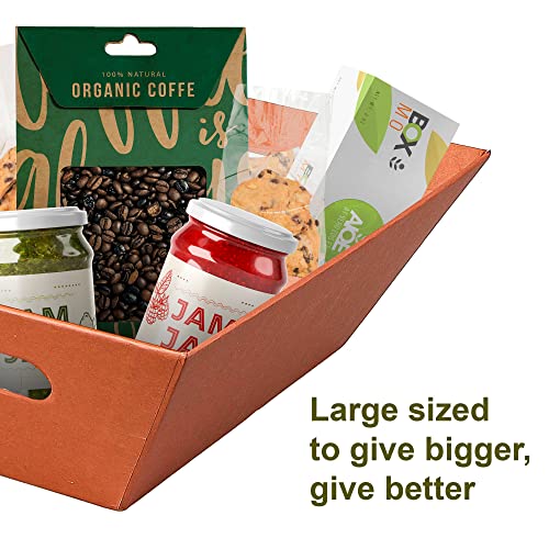 Image of [5 PK] 8x10 inch Brown Baskets for Gifts Empty| Baskets with Handles|Gift, Sympathy, Breakfast, Occasion, Holiday, Montessori| Wine Gift Basket| Gift to Impress-Upper Midland Products