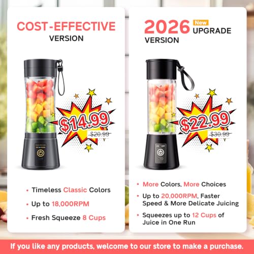Image of Personal Cordless Portable Small Blender - 380ml Mini Blender | Cordless Blender with BPA-Free Travel Cup, 6 Steel Blades, Easy Clean, Powerful Blending Freshly Squeezed in Home /Office /Gym